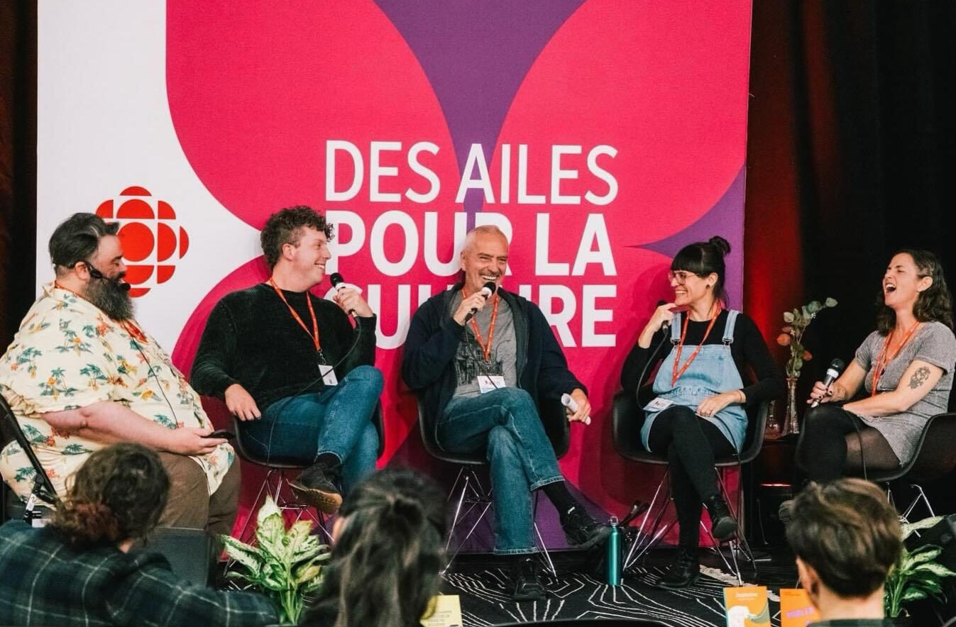 Panel animé par Mikaël Bergeron, aux côtés de Samuel Larochelle, Ghislain Taschereau et Maude Painchaud-Major